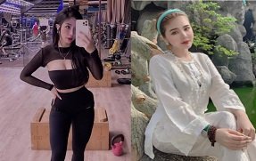 Minh Thu mostra uma rodada quente com roupa de piercing sexy